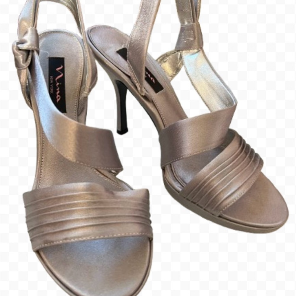 Nina Silver Gesalyn Open Toe Slip On Stiletto Heels with Slingback Strap Sz 8.5